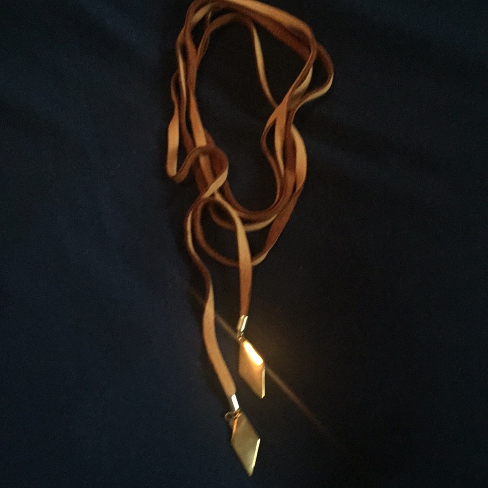 Mustard leather wrap necklace